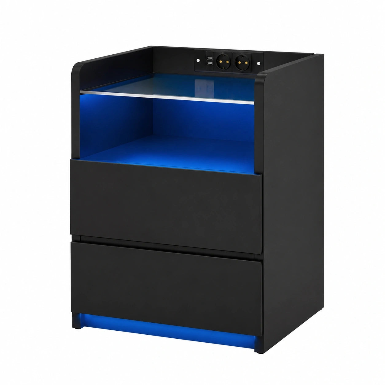 table-de-nuit-moderne-avec-led-et-multiprise-2-tiroirs-et-compartiment-ouvert-plateau-en-verre-mzfvtk6505gm